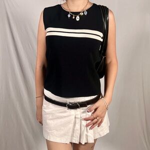 black and white striped varsity tank